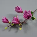 Branche de fleurs de magnolia artificielles, tige florale mauve pour décoration maison. - Violet