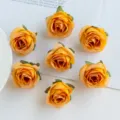 Artificial yellow rose flower heads for DIY crafts, wreaths, and hairpins decoration accessories. - Yellow