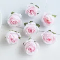 Small artificial pink rose flower heads for DIY crafts, wreaths, hair accessories and floral decor. - Water Pink