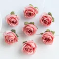 Artificial pink silk rose flower heads for DIY crafts hair garland and home decoration - Watermelon red
