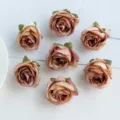 Artificial rose flower heads for DIY crafts, wreaths, and floral decoration accessories - Dark Coffee