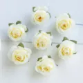 Cremeweisse künstliche Rosenköpfe für DIY Handwerk, kleine Blumen Dekorationsmaterial. - Milchgelb