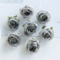 Kunstseide Rosenköpfe künstliche Blumen DIY handgemachte Kranz Zubehör 7 Stk graublau - Grau