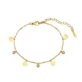 Pulsera de acero inoxidable chapada en oro con delicados dijes de corazón y cristales - 22.5+5cm (2.8g) / Dorado