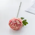 Prachtige kunstmatige roze pioenroos enkele stengel bloem voor huisdecoratie en bruiloft. - Paars Roze