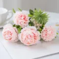Kunstmatig roze pioenroos boeket simulatie bloem voor thuis bruiloft decoratie arrangement - Roze