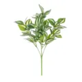 Detailed view of artificial variegated green plant leaves, perfect for home desktop decor. - 15-Mesh Eyebrows Kato - Red Background