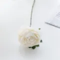 Artificial white peony flower single stem fake silk rose for home wedding party decor - White
