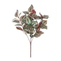 Artificial plant branch with variegated pink green leaves fake foliage for home decor. - 15 Mesh Eyebrows with Rattan - Green