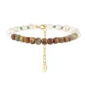 Hochauflösendes Detail eines Barock-Naturperlenarmbands mit facettiertem Türkis und S925-Tag - Peruanischer Türkis S925 Silber 14K Vergoldet / 16.5+5cm (5.78g)