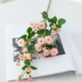 Artificial small rose flower branch pink fake flowers home decor photography props - Pink