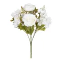 Weißer künstlicher Pfingstrosenstrauß, 7 Köpfe Retro Seidenblumen für Hochzeit Heimdekoration. - Weiß