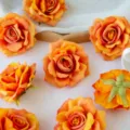 Kunstmatige gekrulde rozenkoppen oranje 8cm DIY handgemaakte slingermateriaal rekwisieten - Helder Oranje