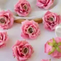 Kunstmatige gekrulde rozenkoppen 8cm roze DIY handgemaakte slingermateriaal bloemenwand decor - Roze Koffie