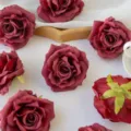 Artificial curled rose flower heads 8cm dark red DIY craft flower wall background props - Red