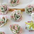 Artificial rolled edge rose flower heads 8cm DIY handmade wreath material backdrop - Jade Green