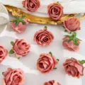 Cabezas de rosas artificiales flores de seda falsas para bricolaje boda fiesta hogar y pared floral - Rosa Arena