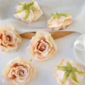 Artificial rolled edge rose flower heads 8cm DIY craft material for wreaths and wall decor - Nude