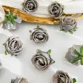 Cabezas de rosas artificiales grises seda falsas para boda DIY decoracion de pared fiesta - Verde Oscuro