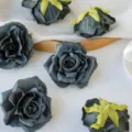 Artificial curled rose flower heads 8cm dark grey DIY handmade garland material background props. - Ink Blue