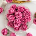 Flores de rosas artificiales rosa oscuro de seda flores falsas decoración boda DIY - Rojo Arena Oscuro