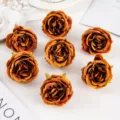 Kunstblumen Rosen Köpfe künstliche Blumen für Hochzeit Dekoration Party orange - Kaffeebraun