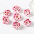 Artificial silk rose heads pink gradient flowers for DIY craft wedding party home decor display. - Gradient Rose Pink