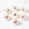 Artificial rose flower heads silk cloth DIY wedding decoration photography props detail view - Pink Center