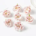Artificial silk rose flower heads pink fake flowers for DIY wedding party home decor photography - White Pink