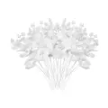 White artificial eucalyptus leaf stem detail close up for floral arrangement decor - Single Stem Money Leaves - White