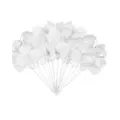 Detailed view of white artificial eucalyptus leaf stems for floral arrangements and crafts. - Apple Leaves - Round Tip - White