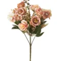 Kunstmatige rozenboeket vintage roze zijden bloemen bruiloft huisdecoratie bloemstuk - Roze