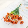 Artificial orange flower bouquet plastic spring grass fake floral home room decoration - Orange