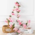 Pink artificial flower vine for wedding home ceiling decoration, vibrant silk floral garland decor. - Rose Red