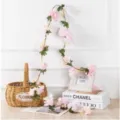 Artificial flower vine pink cherry blossom garland for wedding home party wall hanging decor - Light Pink