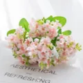 Artificial 5-head hyacinth bunch, colorful simulation floral decor for wedding event props. - Pink