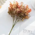 Artificial Eucalyptus Autumn Leaves Branch Orange Fake Plant For Home Decoration - Orange