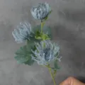 Flocked artificial flower branch blue protea chrysanthemum for home tabletop decor wholesale - Single Stem 3-Head Spider Lily - Blue