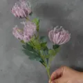 Artificial flocked chrysanthemum flower branch for home decor, purple table decoration fake plant. - Single Stem 3-Head Spider Lily - Purple