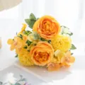 Bouquet di fiori artificiali peonie rose gialle per decorazione matrimonio e casa fai da te. - Giallo