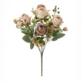 Kunstmatige rozenboeket vintage zijden bloemen voor bruiloft huisdecoratie bloemstuk. - Koffie