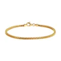 Détail d'un bracelet pour homme en chaîne franco dorée avec un fermoir mousqueton. - 6,5 Pouces / Or