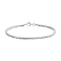 Vue détaillée d'un bracelet pour homme en maille franco tressée argentée avec fermoir mousqueton - 6,5 Pouces / Argent