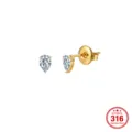 Élégantes boucles d'oreilles poire en acier inoxydable 316 doré avec zircon pour femme - Boucles d'Oreilles Clous Poire / 4*6mm / Or