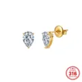 Boucles d'oreilles élégantes en acier inoxydable 316 doré avec zircone en forme de poire. - Boucles d'Oreilles Clous Poire / 6*8mm / Or