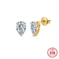 Boucles d'oreilles poire en acier inoxydable 316 doré avec zircone - Boucles d'Oreilles Clous Poire / 7*10mm / Or