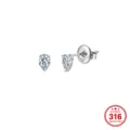 Boucles d'oreilles puces en zircon poire en acier inoxydable 316 finition argentée - Boucles d'Oreilles Clous Poire / 4*6mm / Acier