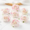 Artificial rose flower heads pink gradient faux roses for DIY handmade wreaths and home decor - Pink White
