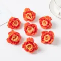 Artificial orange silk rose flower heads for DIY crafts wedding floral arrangement decor - Orange Red