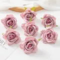 Artificial rose flower heads pink silk flowers for DIY craft garlands wedding home decor - Light Bean Paste